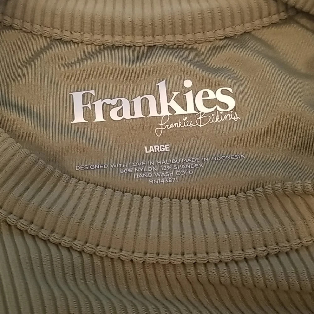 💕FRANKIE'S BIKINIS💕 Blake Ribbed One Piece Swimsuit Olive Green Large L NWT